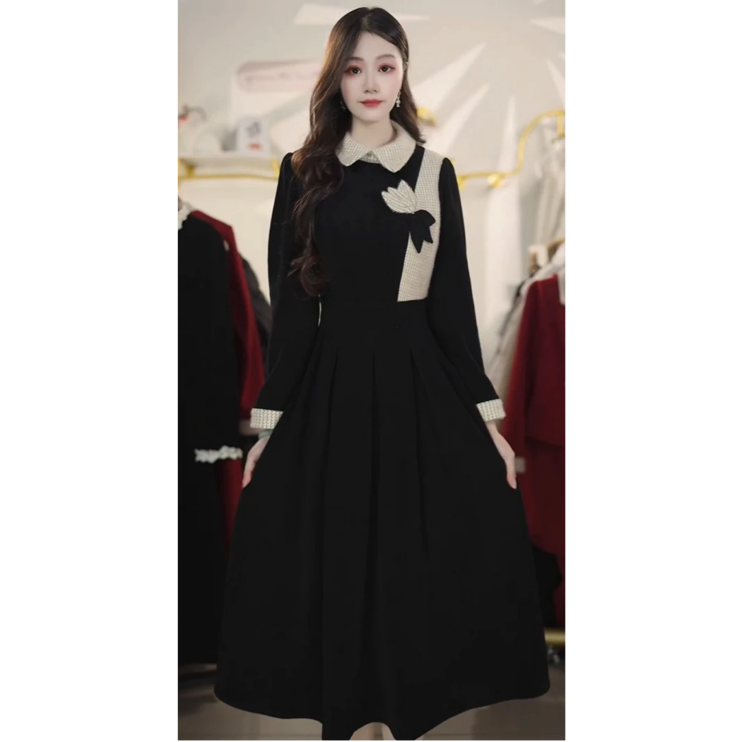 气质时尚连衣裙女2025秋冬新款洋气减龄高级感显瘦中长裙Y6512165