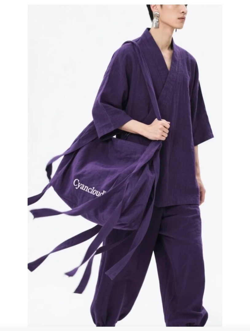 【紫影短袍套装 】（上衣+裤子）夏季短袖太极服 练功灯笼裤