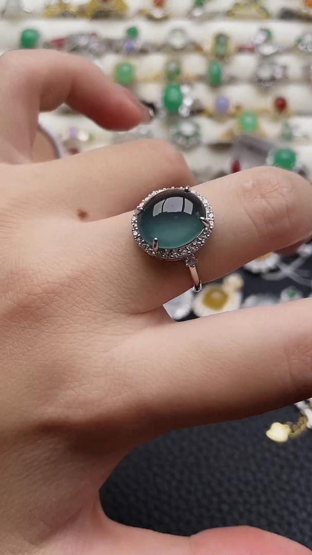 银S925镶嵌戒指翡翠45