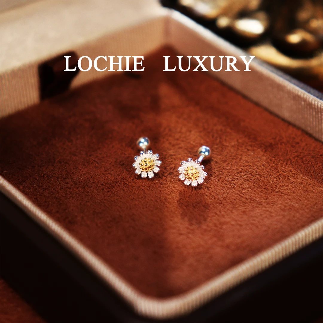 925银耳饰 S001【水岸青音】复古精致夏季小雏菊纯银轻奢耳钉