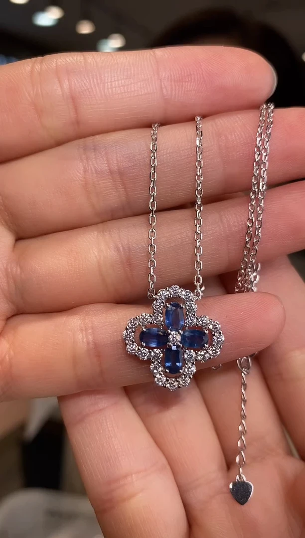 蓝宝石项链银S925镶嵌001项链