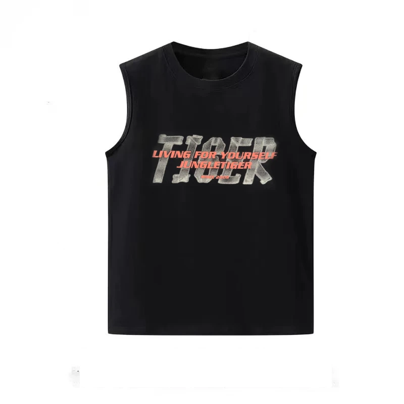 无袖T恤运动纯棉夏季透气宽松时尚--TIG