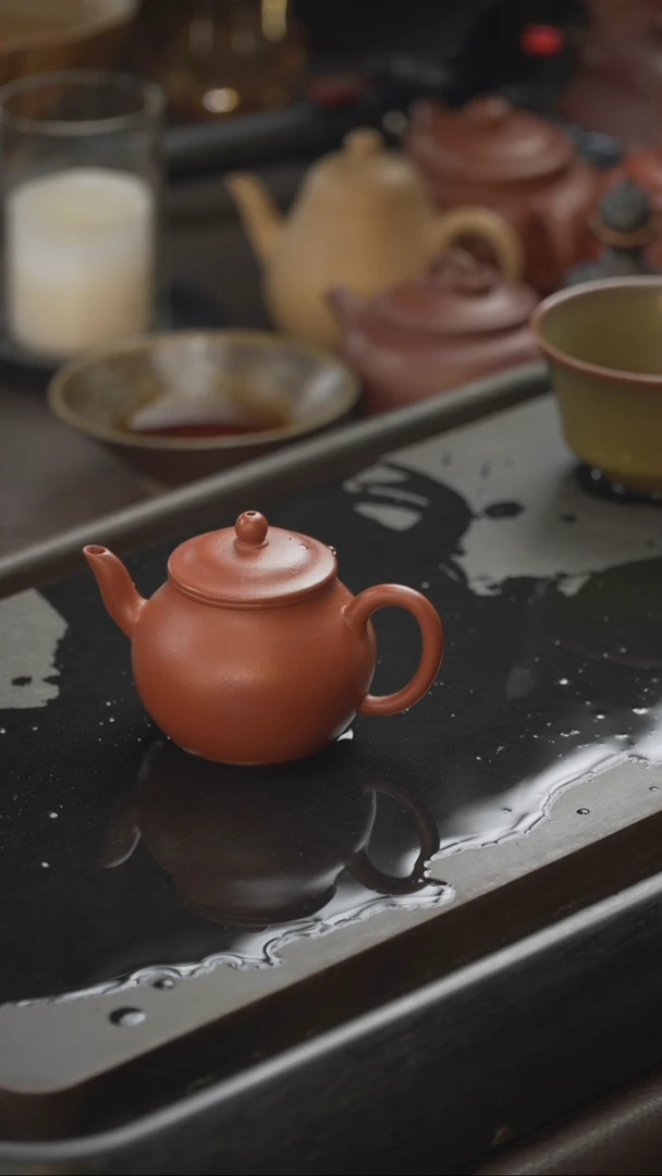 茶壶紫砂07，莲子，朱泥，100cc