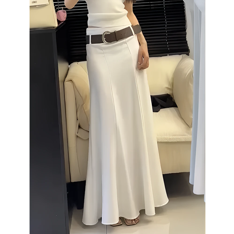 时尚百搭高腰垂感西装半身裙女夏季新款纯欲性感辣妹鱼尾长裙