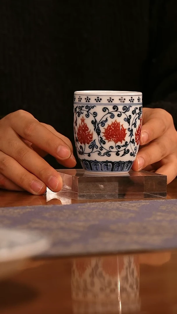 瓷 姑娘-子君堂青花釉里红直口杯