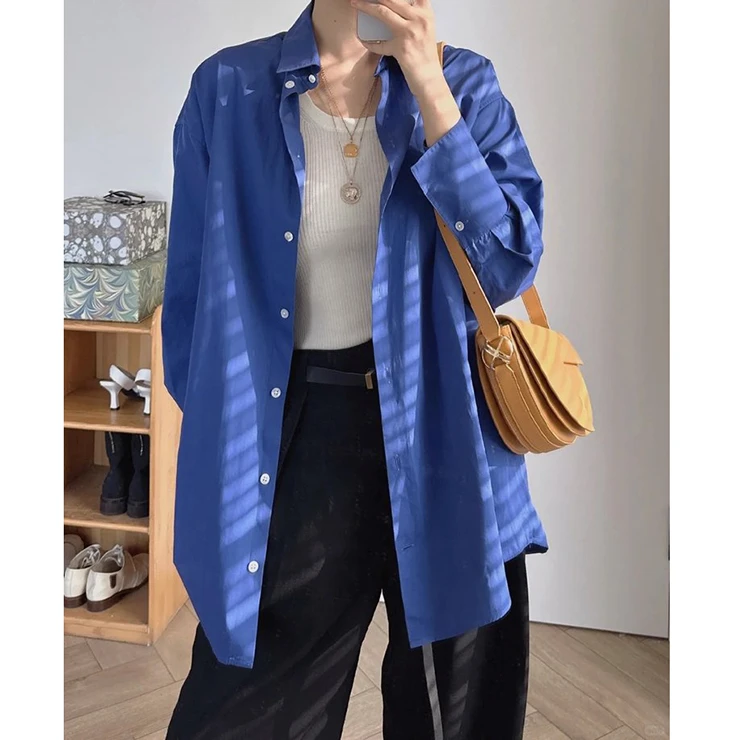 宝丫轻奢  女式时髦个性宽松廓形长袖衬衫上衣K2219