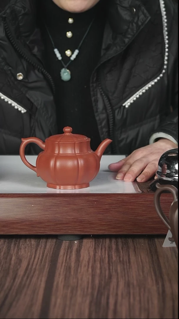 【闪购商品】紫砂茶壶筋纹 朱泥  鉴心