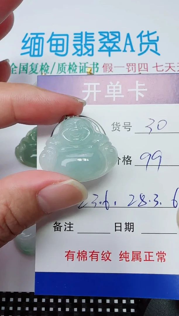 吊坠(赠链)银S925镶嵌翡翠30