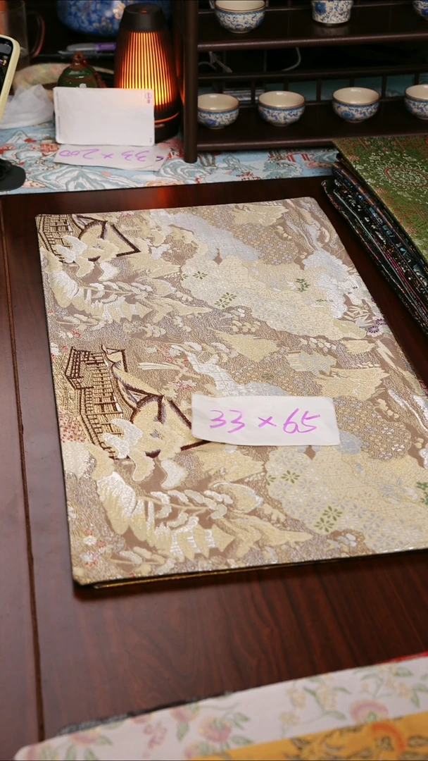 【西阵织亭台楼阁浅咖双面】中国风干泡织锦茶席33*65