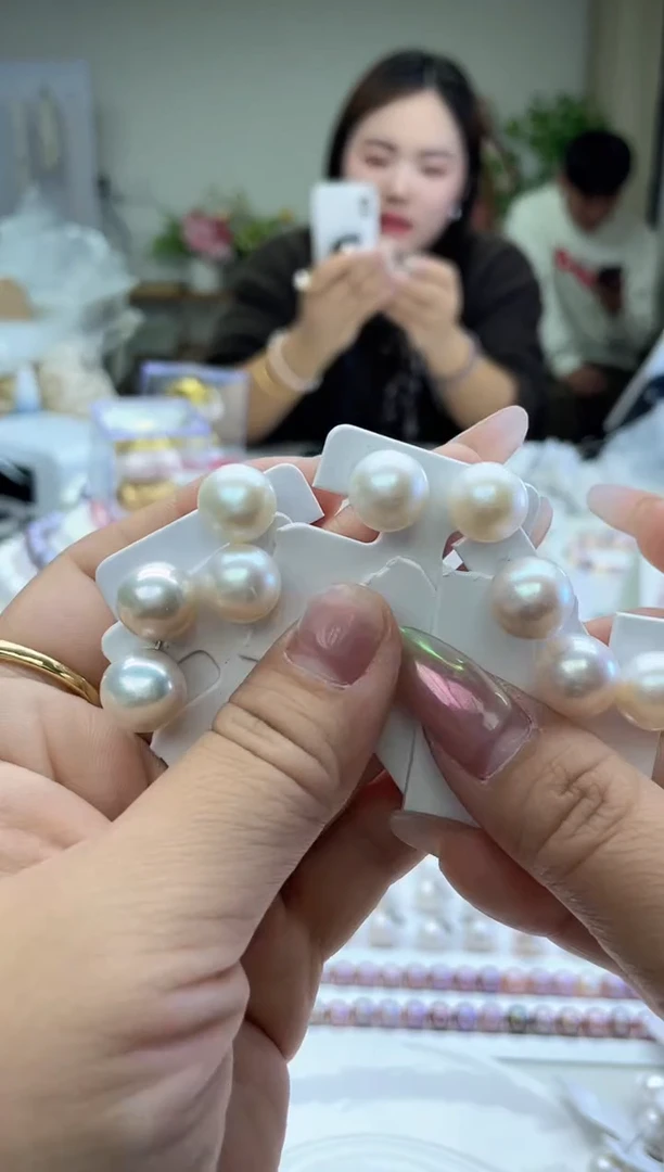 未镶嵌素钉淡水珍珠白色系素钉11mm