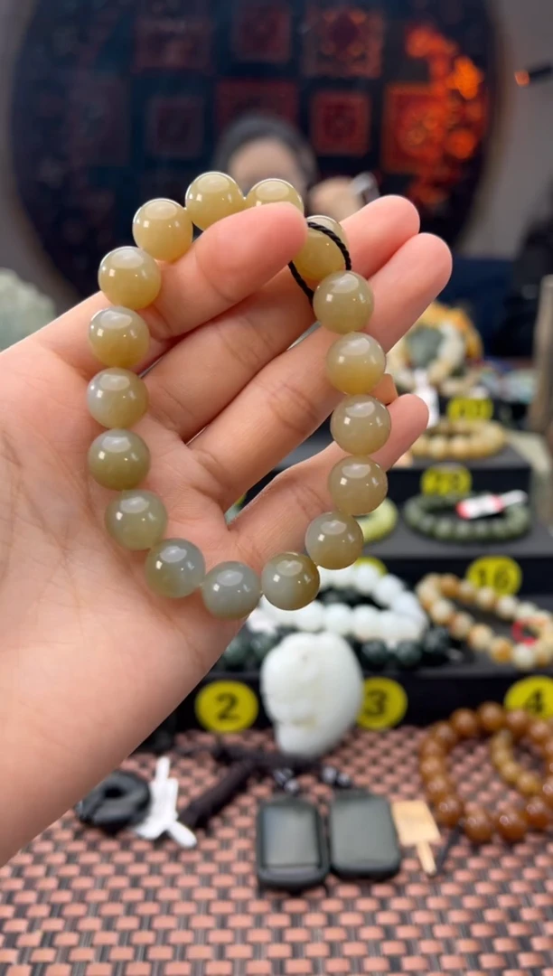 未镶嵌手串和田玉大同料天空蓝手串卡12