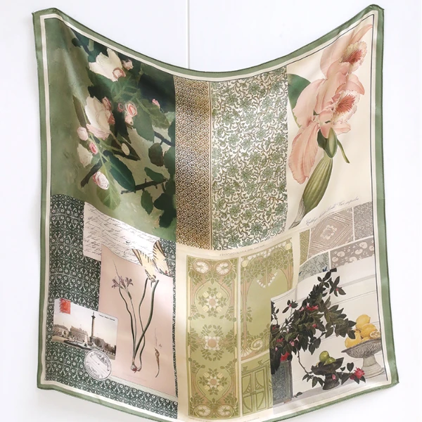 美院方巾素绉缎100%桑蚕丝巾春夏季中方巾网红春夏季百搭披肩围巾