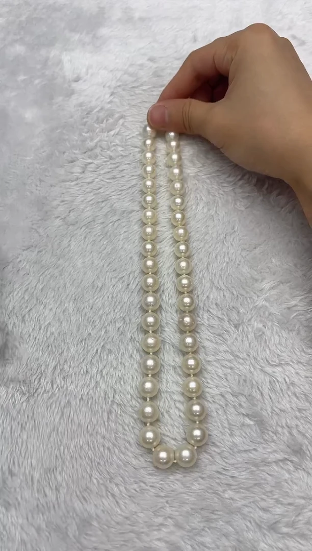 海水珍珠银S925镶嵌项链澳白9-12mm