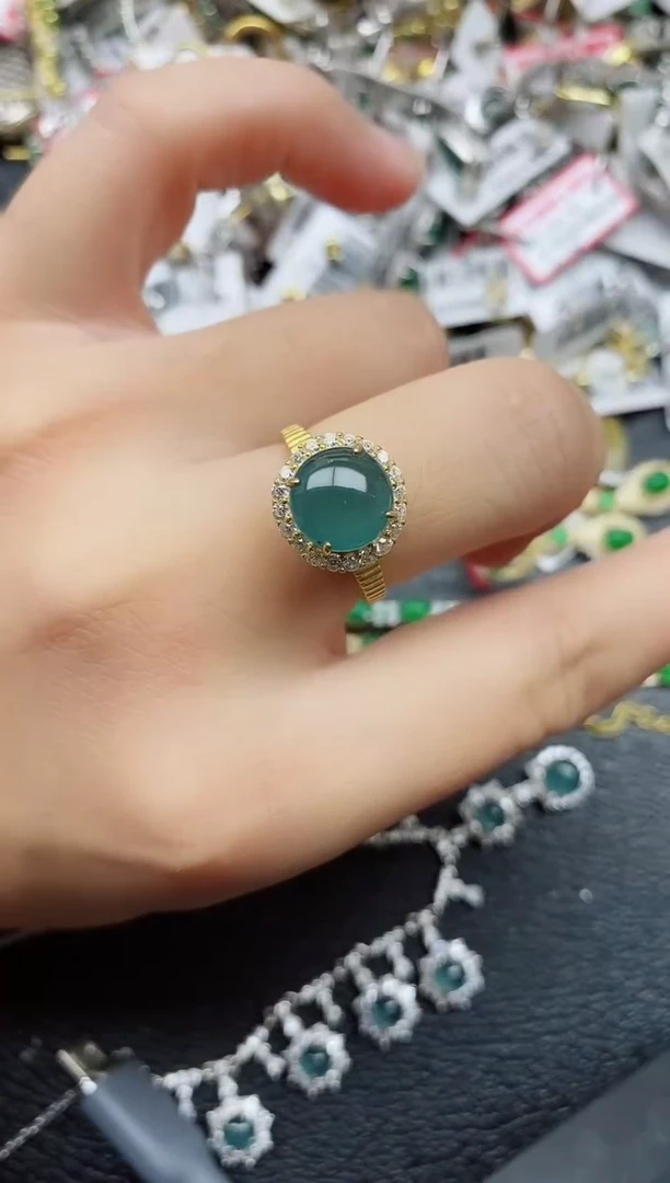 银S925镶嵌戒指翡翠1