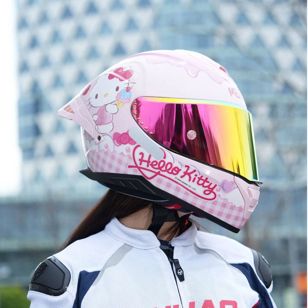 三丽鸥联名全盔HELLOKITTY单镜片男女四季通用摩托车机车头盔