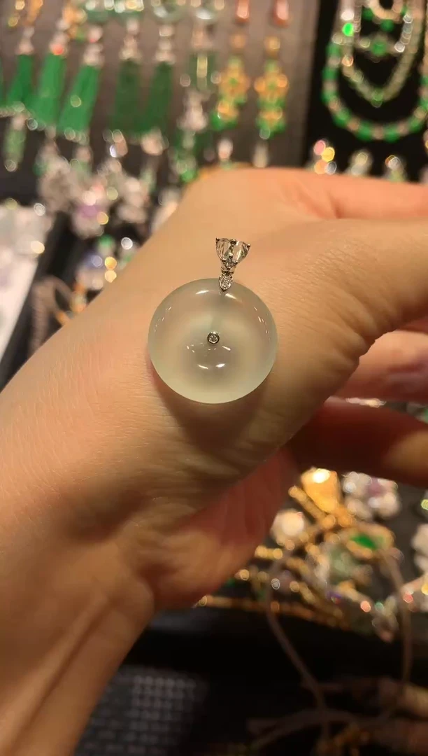 吊坠(不含链)18K金镶嵌翡翠19-扣子（多样性发货一件