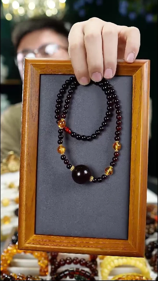 琥珀项链未镶嵌21mm缅甸天然血珀单珠项链