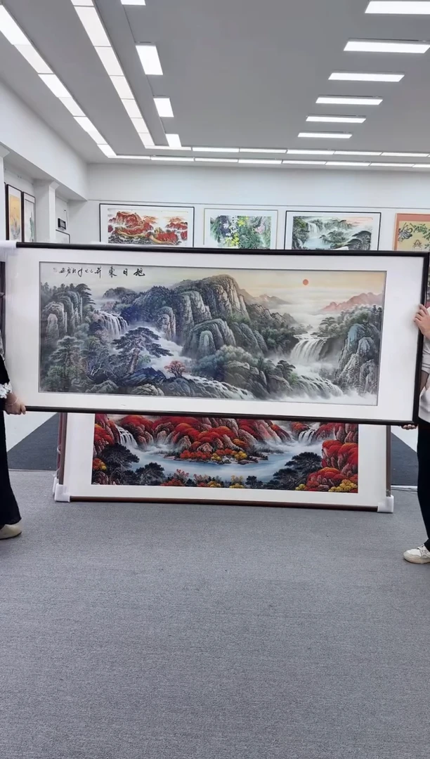 国画手绘   219*88  旭日东升