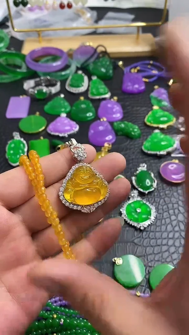 颈饰银S925镶嵌翡翠S034