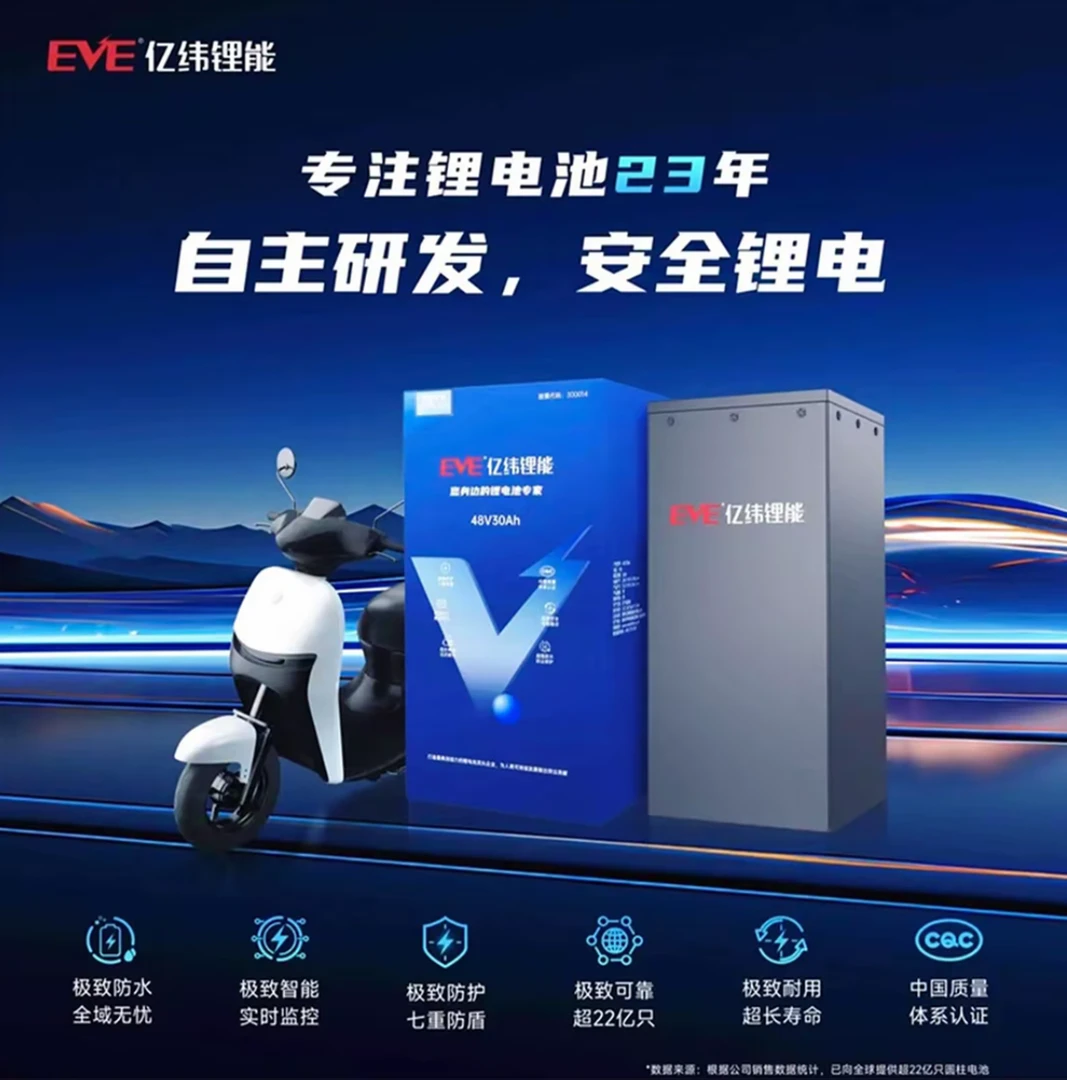 亿纬锂能60V30AH磷酸铁锂电池外卖两轮续航电动车电池