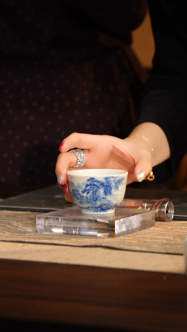 L元煦窑山水听笛图