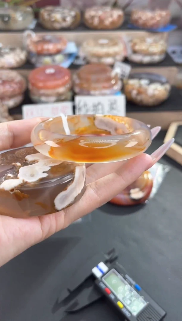 未镶嵌手镯石英质玉天然樱花玛瑙手镯（镯心赠品）59