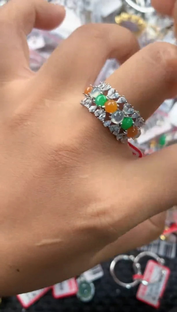 银S925镶嵌戒指翡翠111            1