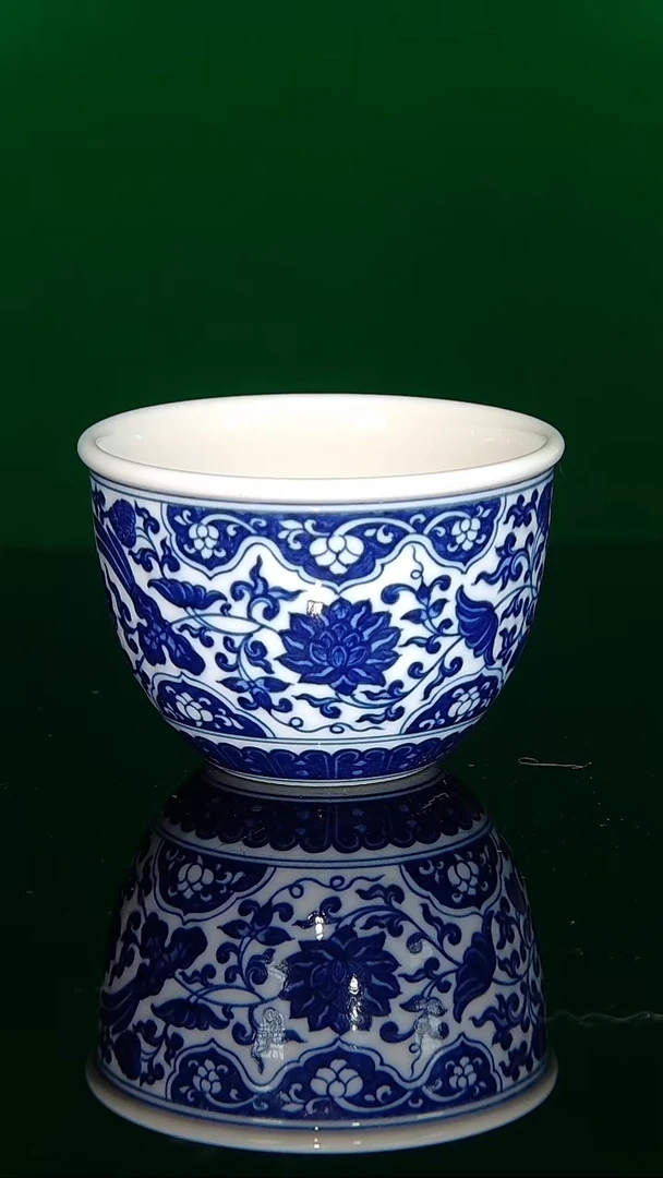 毛仔柴窑青花主人杯