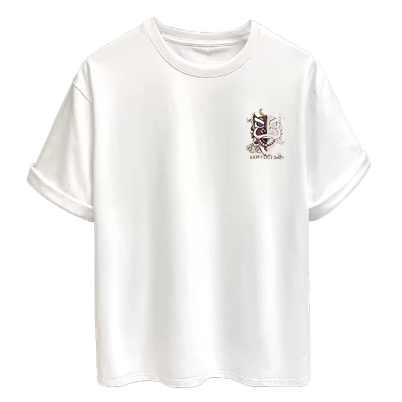 重磅纯棉夏季短袖T恤男新款国潮时尚印花半袖上衣圆领打底衫百搭