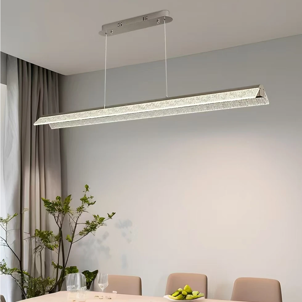 日照金山现代简约餐厅轻奢吊灯餐吊长条极简大气高档家用创意