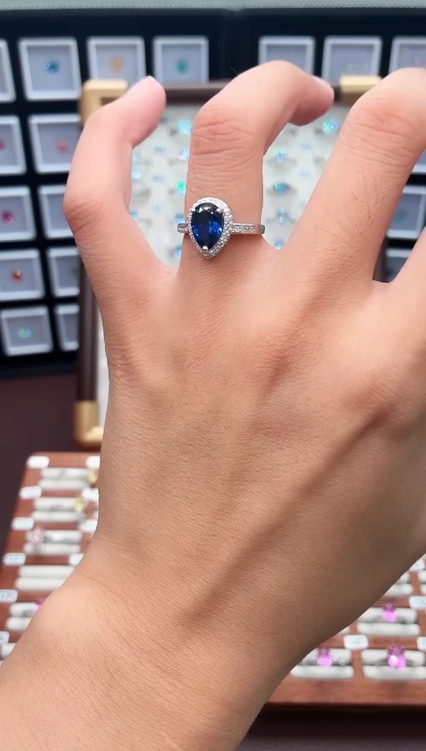戒指蓝宝石银S925镶嵌0000