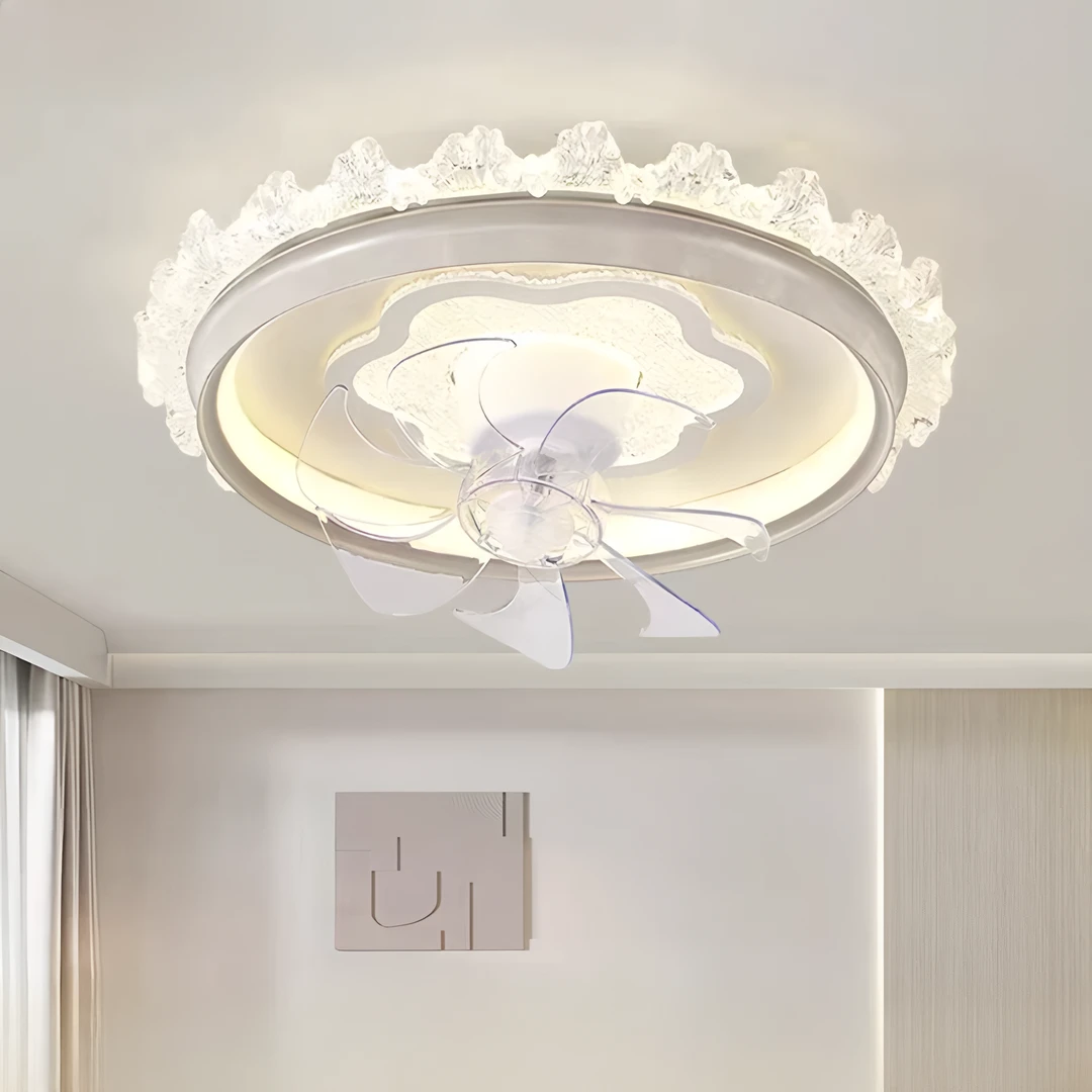 【子零小爱】（浪花简约风扇灯）新款中山灯饰卧室风扇吸顶家用简约灯