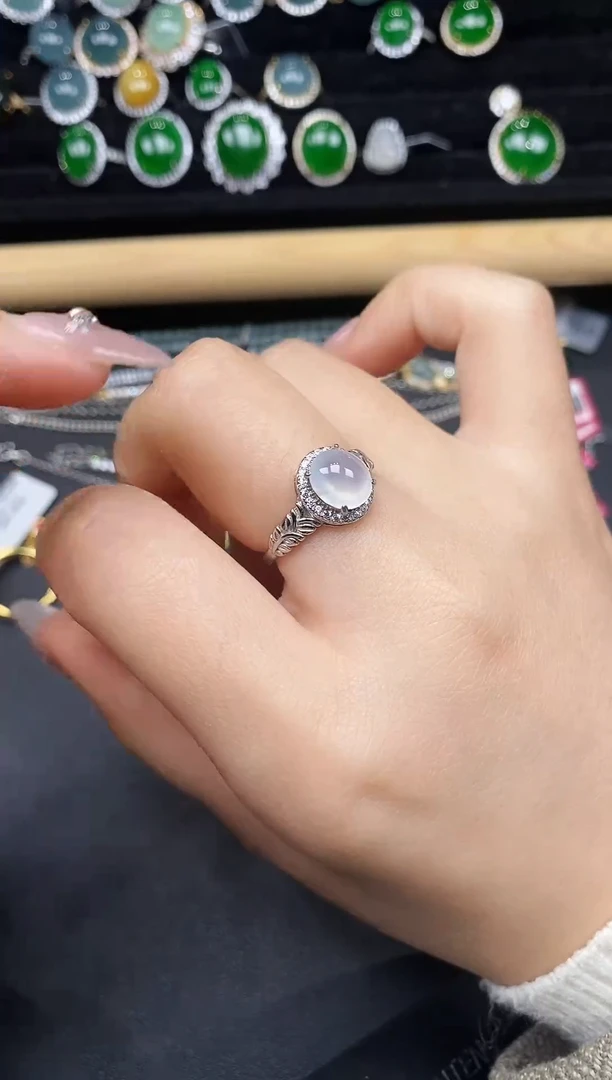 银S925镶嵌戒指翡翠7838