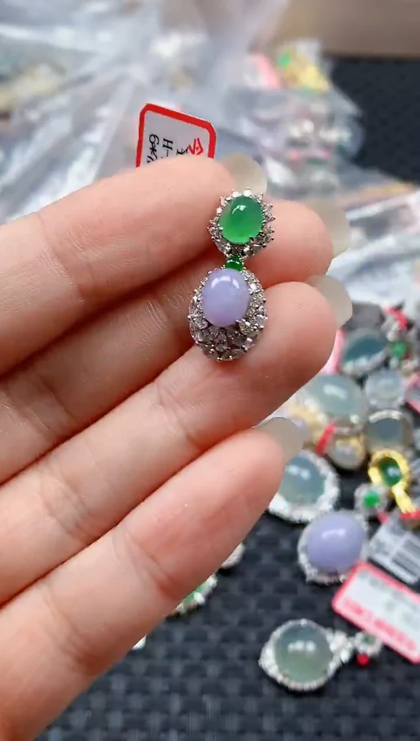 银S925镶嵌戒指翡翠天然A货缅甸翡翠