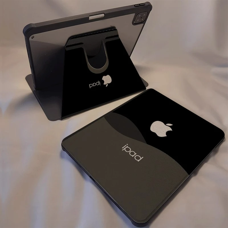 黑灰标志新款iPad11保护壳苹果air7/6旋转10.2卡通Pro亚克力mini7