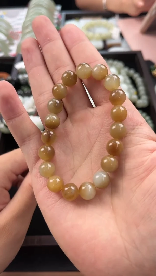 【闪购商品】手串未镶嵌和田玉且末金山糖白手串卡10 微色差