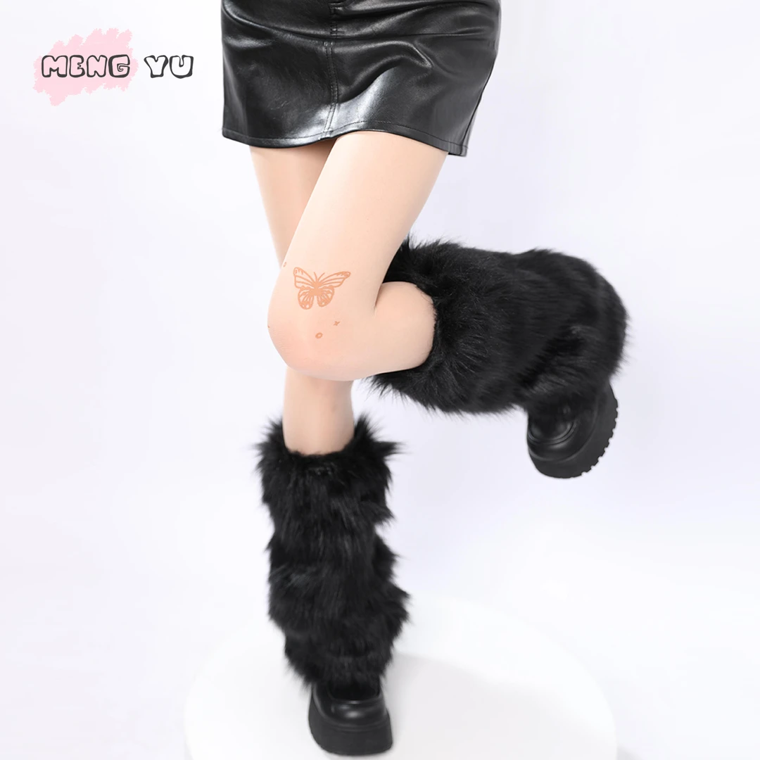 萌欲⌊黑天鹅⌉y2k毛绒小腿袜子女秋冬保暖辣妹中筒袜套显瘦堆堆袜