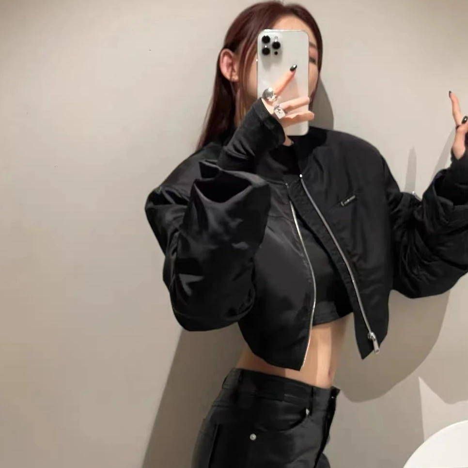 秋季韩版设计感小众堆堆袖宽松短款显高棒球服潮流外套女ins2809