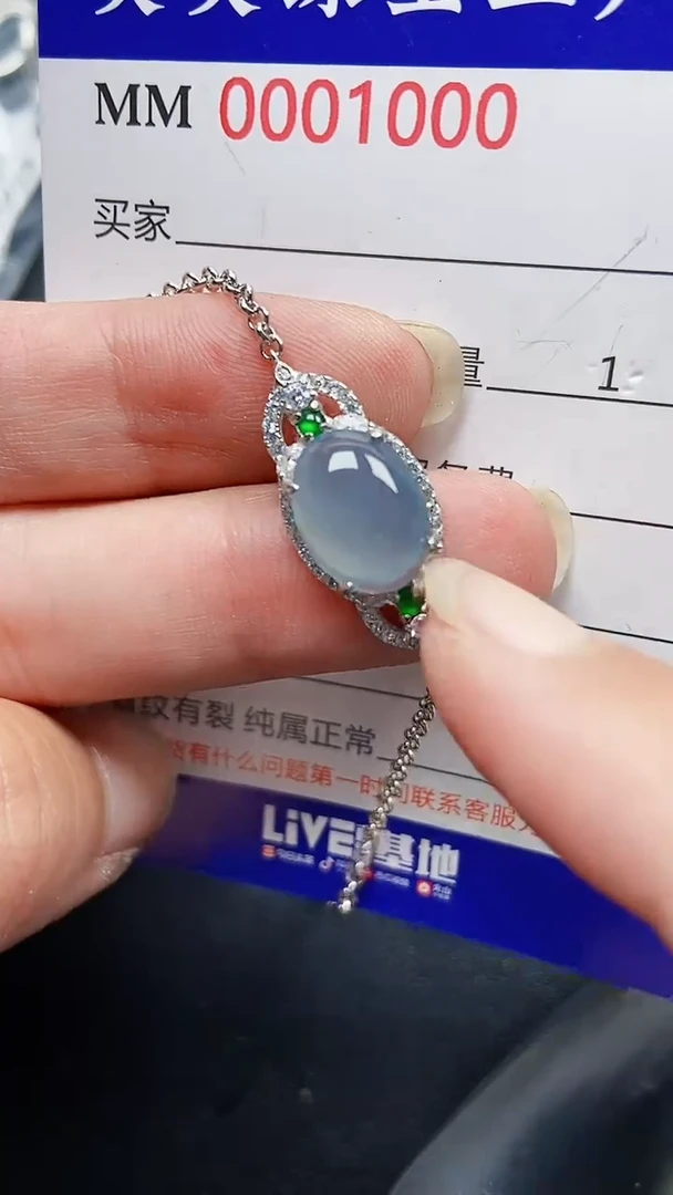 颈饰银S925镶嵌翡翠1000