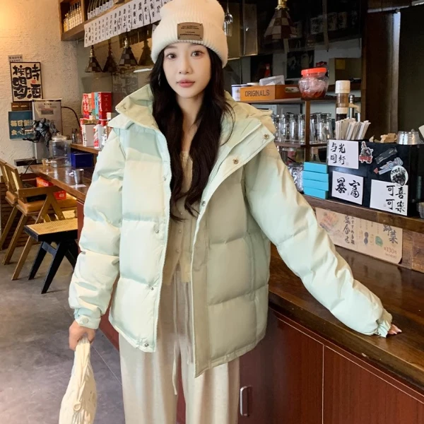 MM明摩秋中戏短款羽绒服2025冬小个子显高抗寒加厚白鸭绒面包服