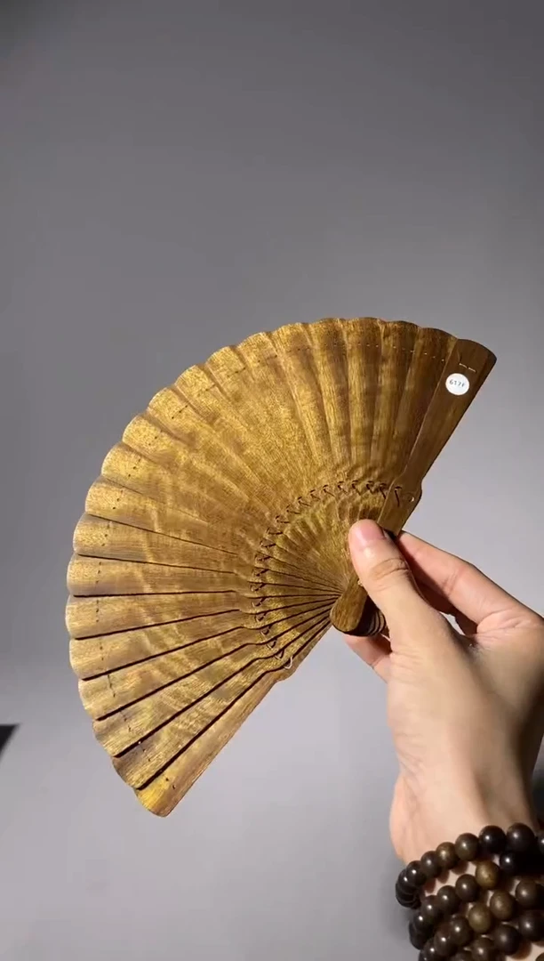 金丝楠๑***๑617号15cm乌木金丝楠小叶桢楠扇子掌中扇