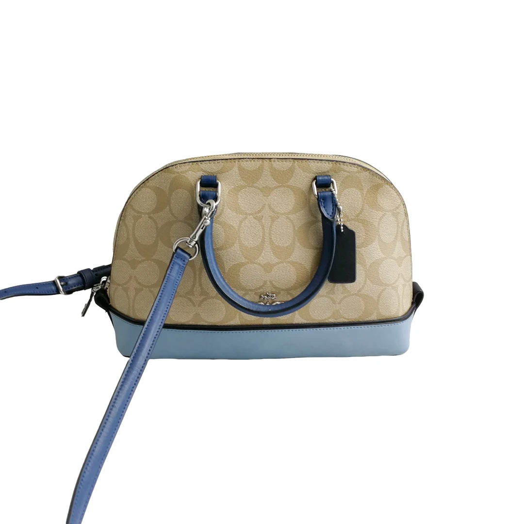 95新 COACH/蔻驰 Coach 蓝拼老花贝壳包 021930