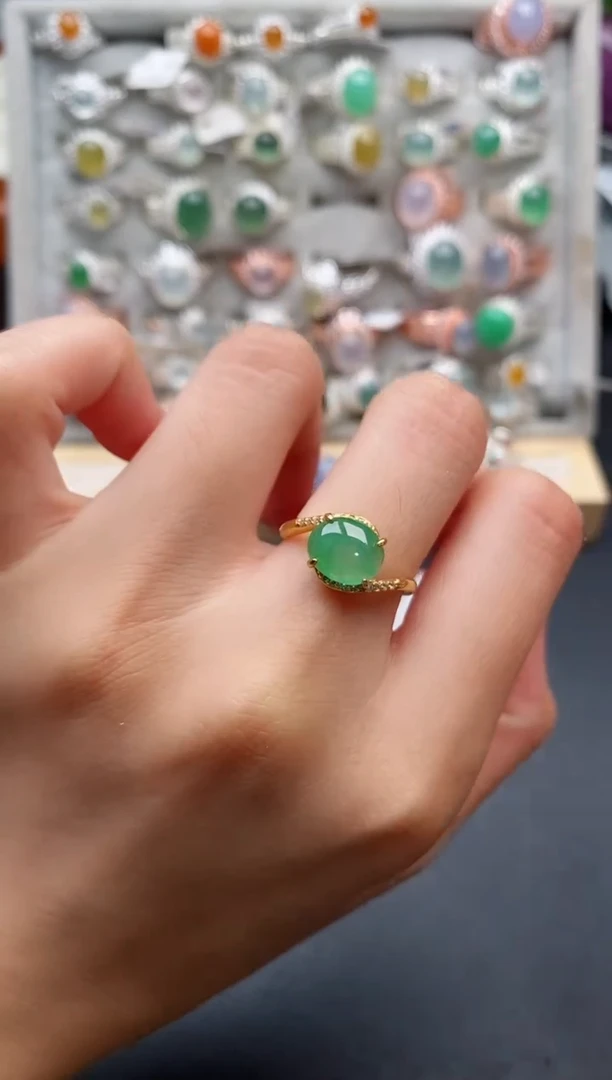 银S925镶嵌戒指翡翠5555555+9