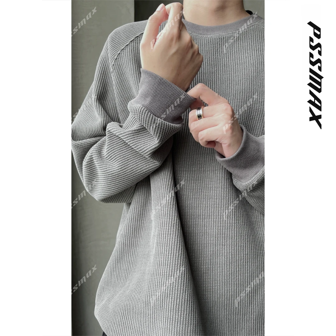 【现货】胖俗俗 PSSMAX 2025秋冬小众华夫格休闲圆领套头打底卫衣