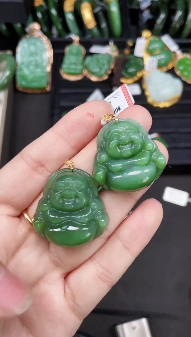 【闪购商品】和田玉吊坠18K金镶嵌30MM 多样性发一