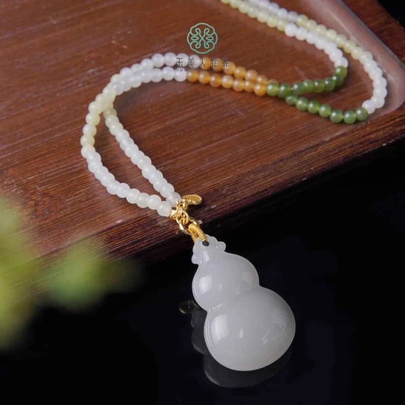 石惑珠宝^和田玉葫芦项链约24*37mm-多样性发一