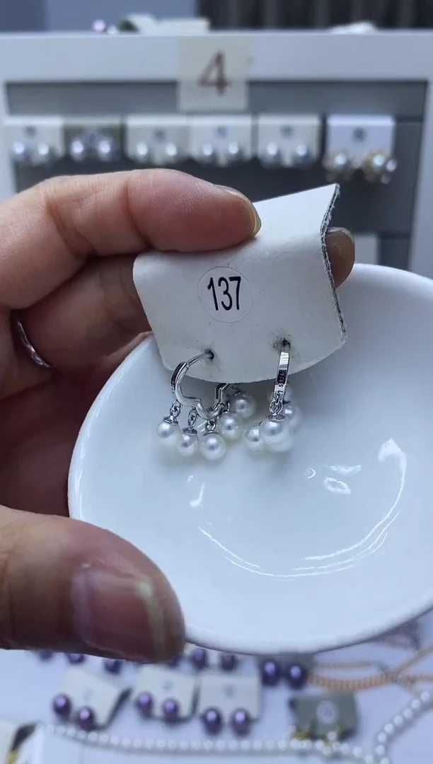 银S925镶嵌淡水珍珠耳饰137