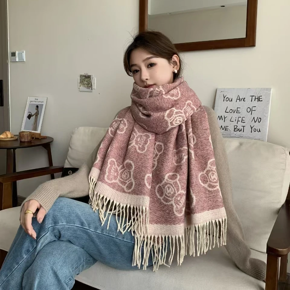 300-400 女款双面仿羊绒韩版围巾时尚爆款【孤品】网红百搭女士粉色