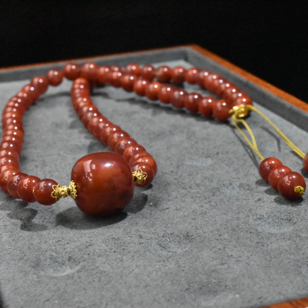 SJ【一九珠宝】18K金南红牛血火焰项链-卡6mm-多样性发一件 YJ318