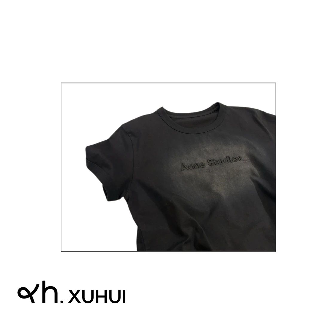 XUHUI-立体字母刺绣圆领合身棉棉短袖56496